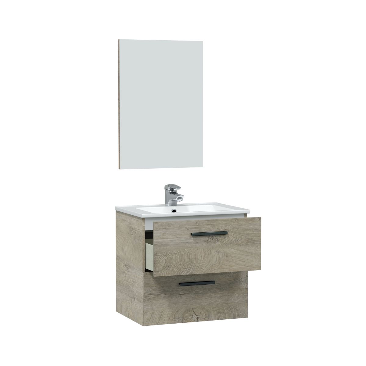 Mueble 60 cm 2 cajones susp.+ espejo // lavabo no incluido NOLAN 60