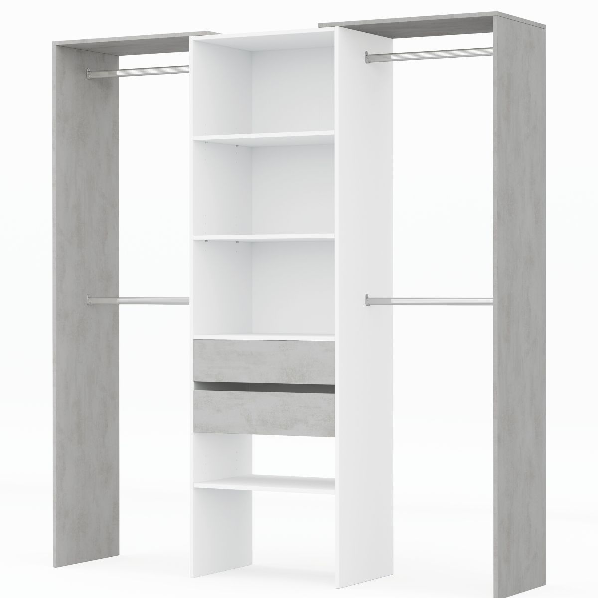 Armario-vestidor con estantería  2,02 x 50 cm + 4 barras modelo BIDY