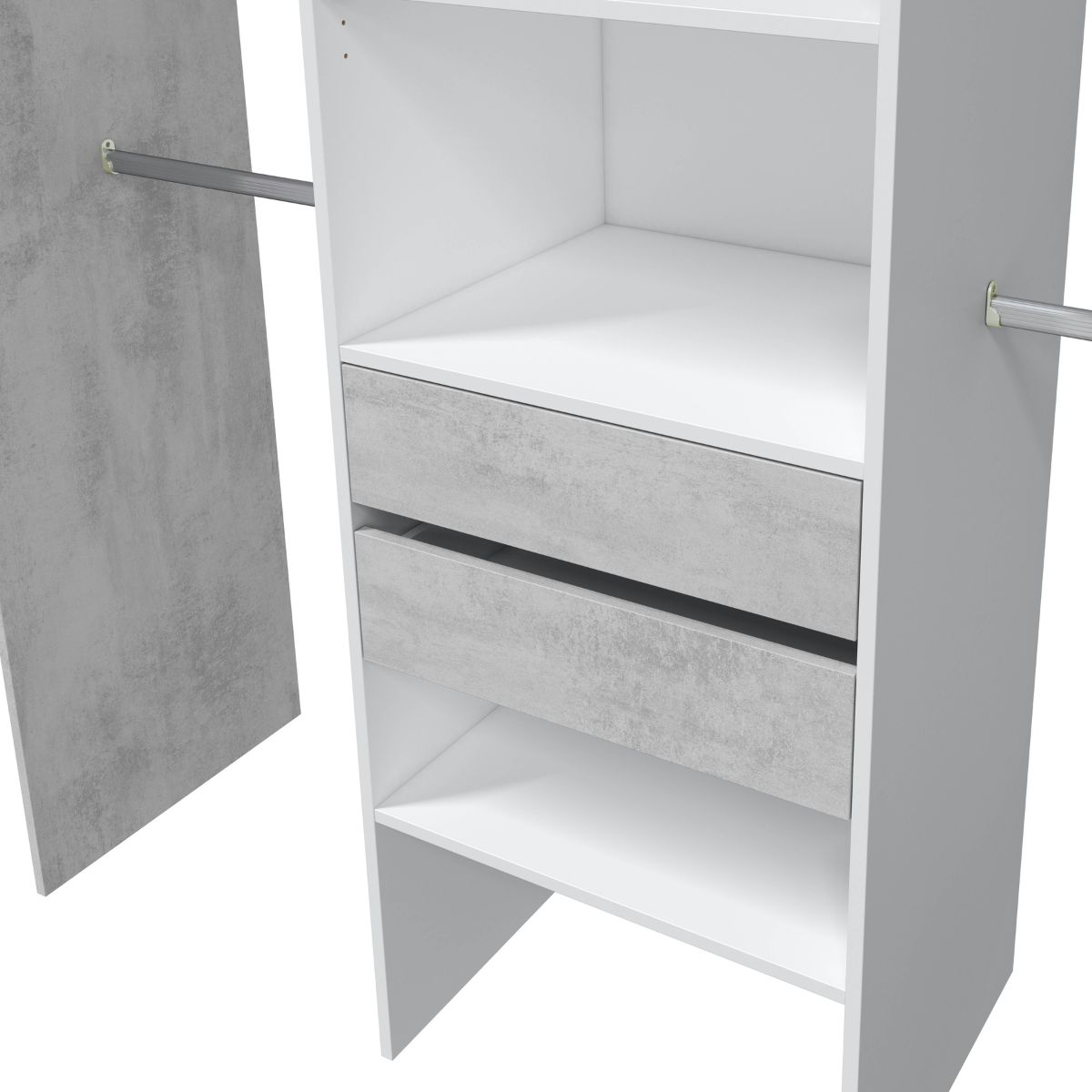 Armario-vestidor con estantería  2,02 x 50 cm + 4 barras modelo BIDY