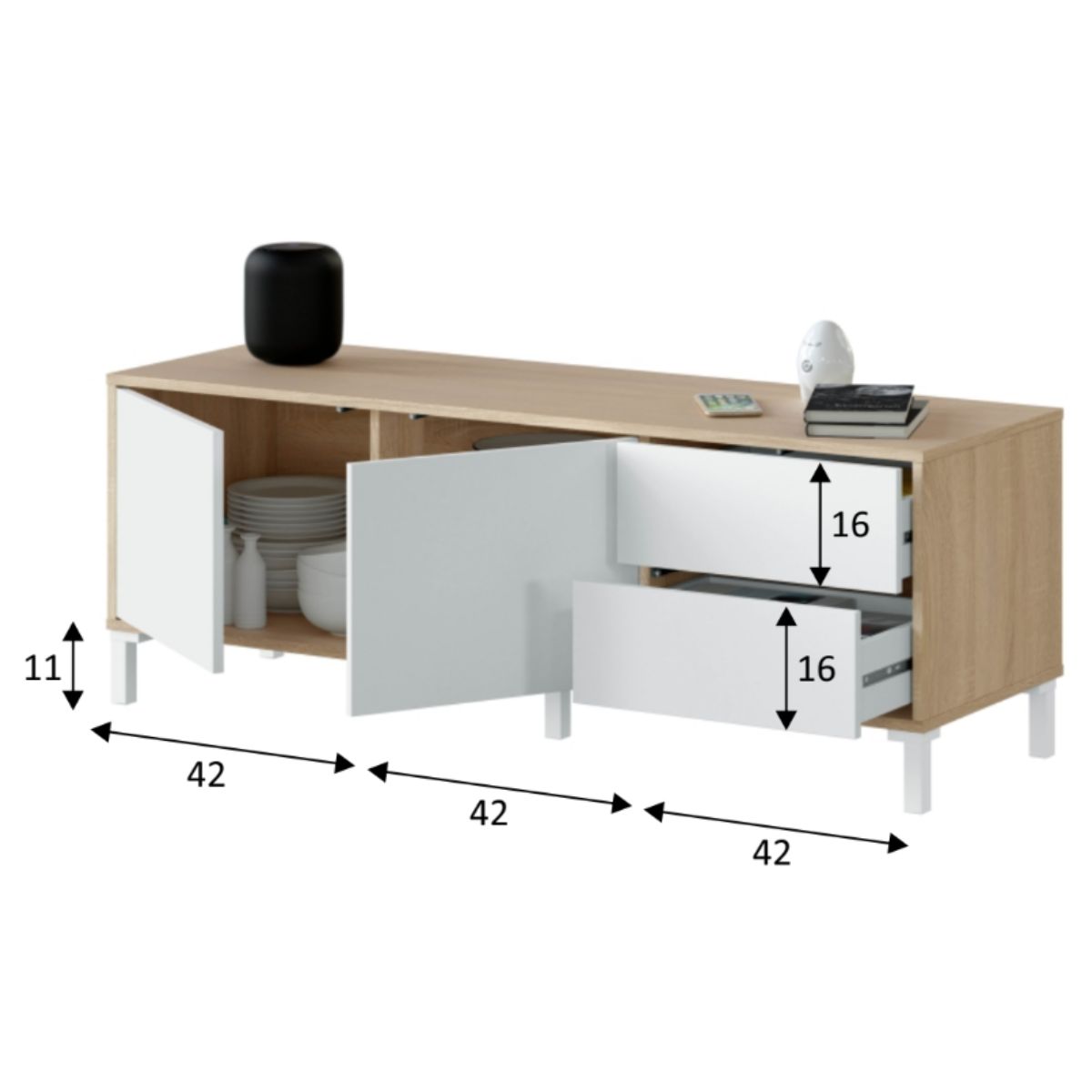 Mueble tv 2 puertas + 2 cajones NODA PLUS