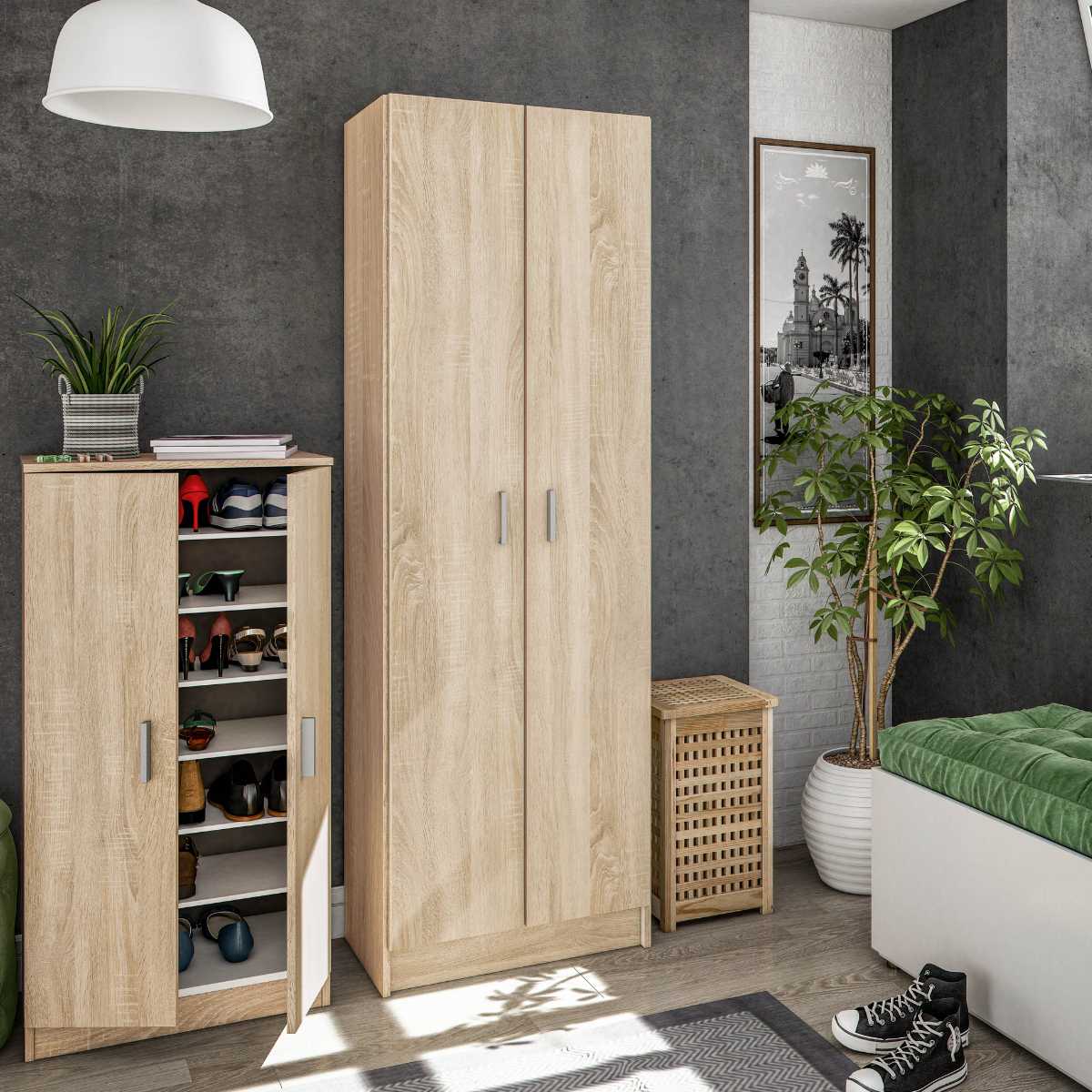 Armario 2 puertas con estantes BLUSS