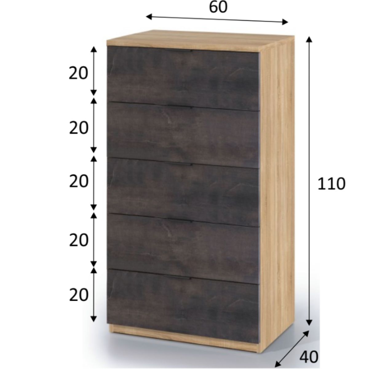 Comoda 5 cajones KAYA