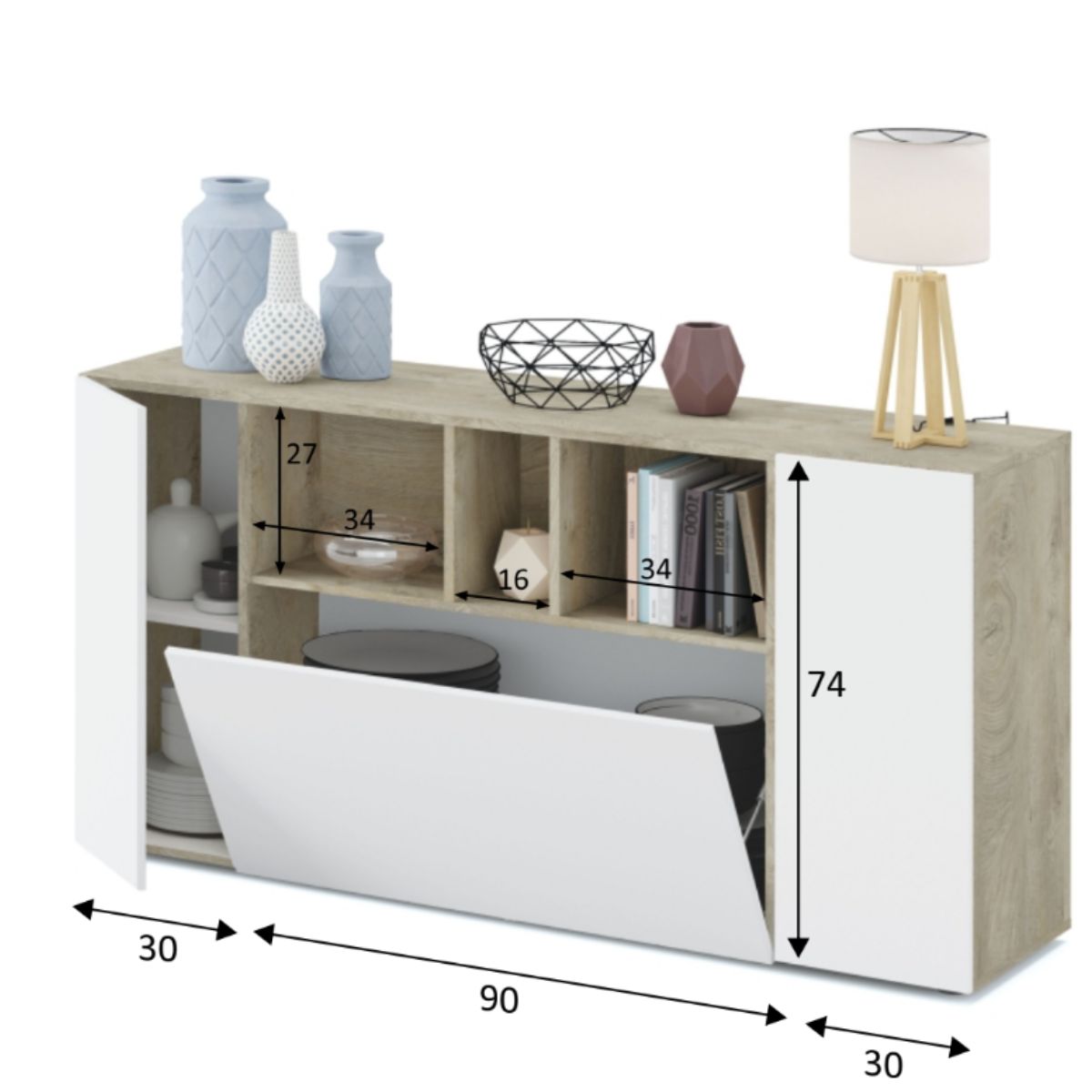 Aparador 3 puertas + hueco celdas MIKA