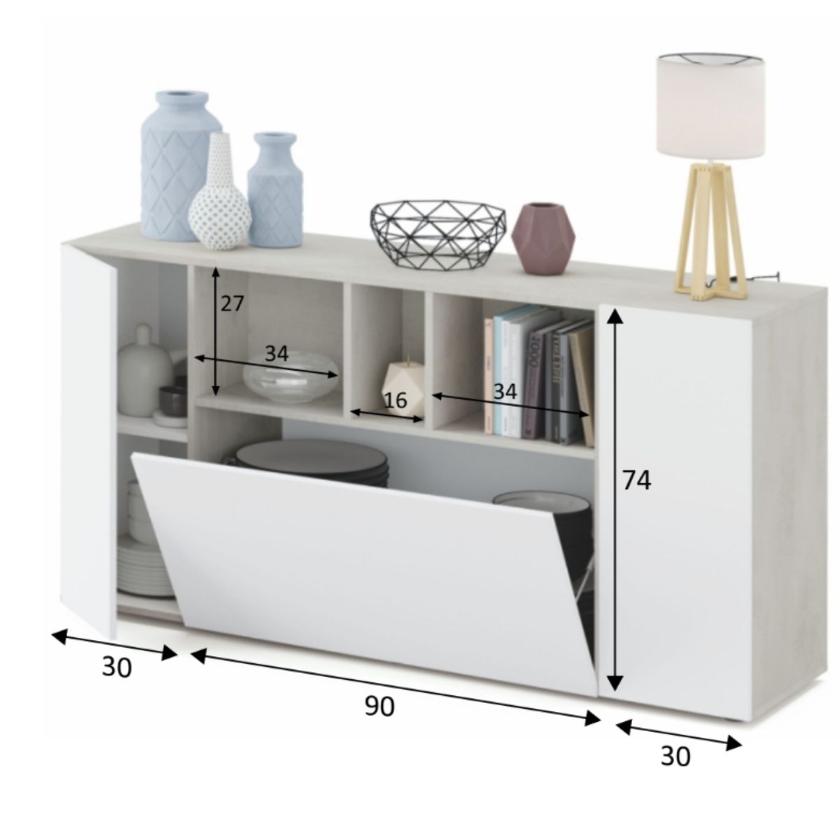 Aparador 3 puertas + hueco celdas MIKA