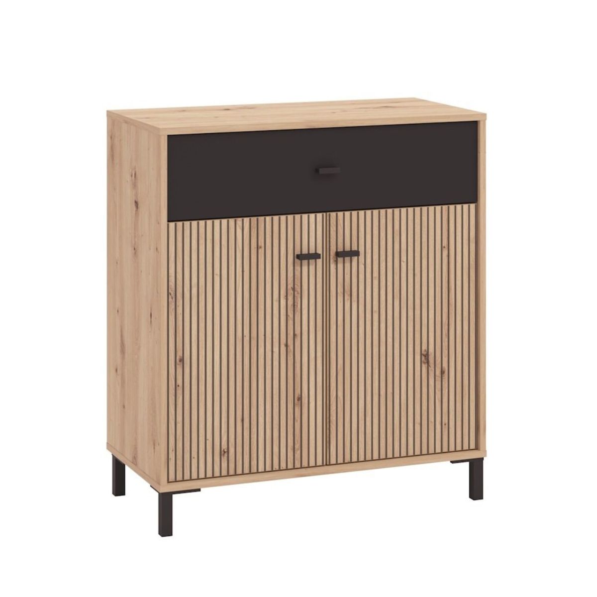 Aparador 80 cm roble artisan/ negro modelo VANNES 