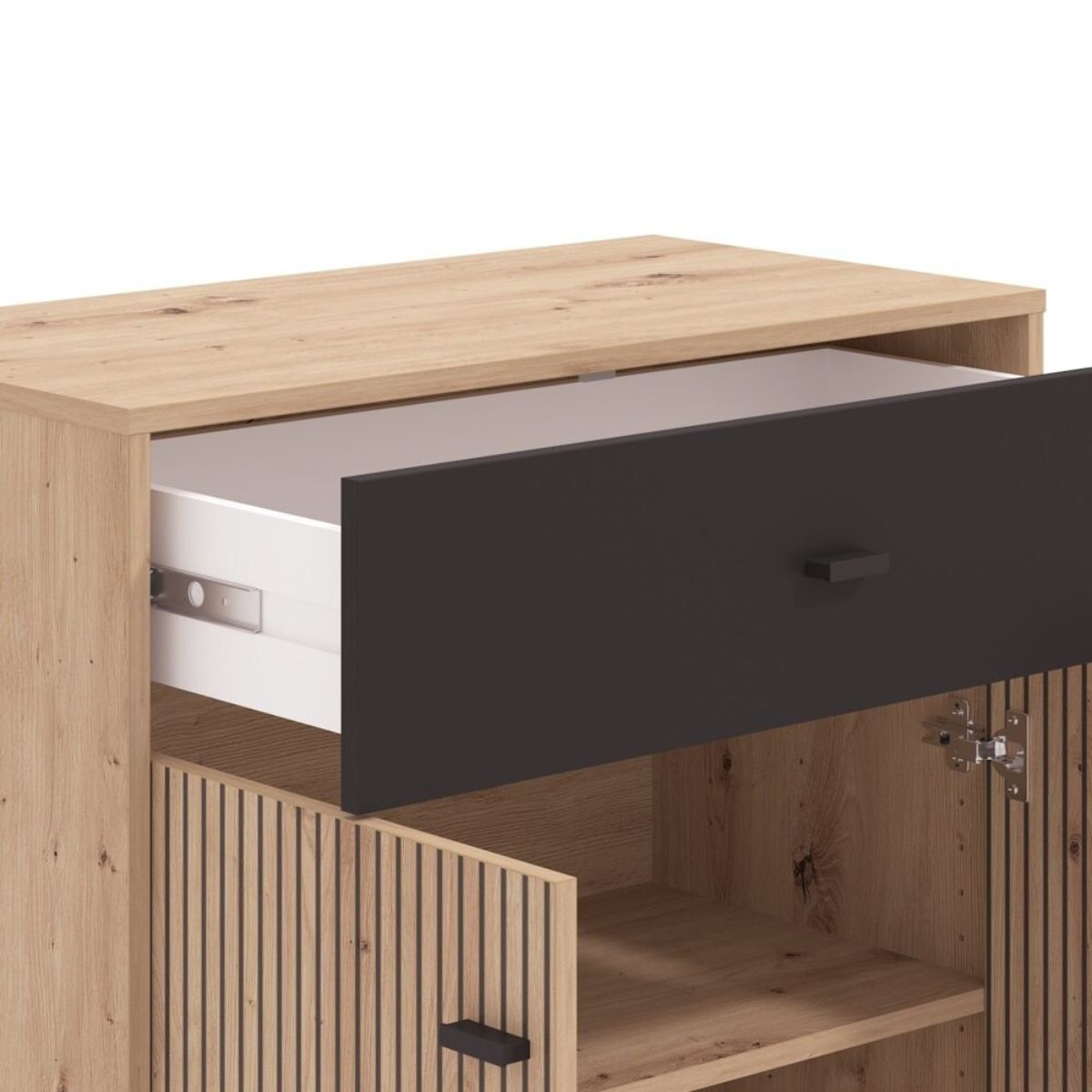 Aparador 80 cm roble artisan/ negro modelo VANNES 