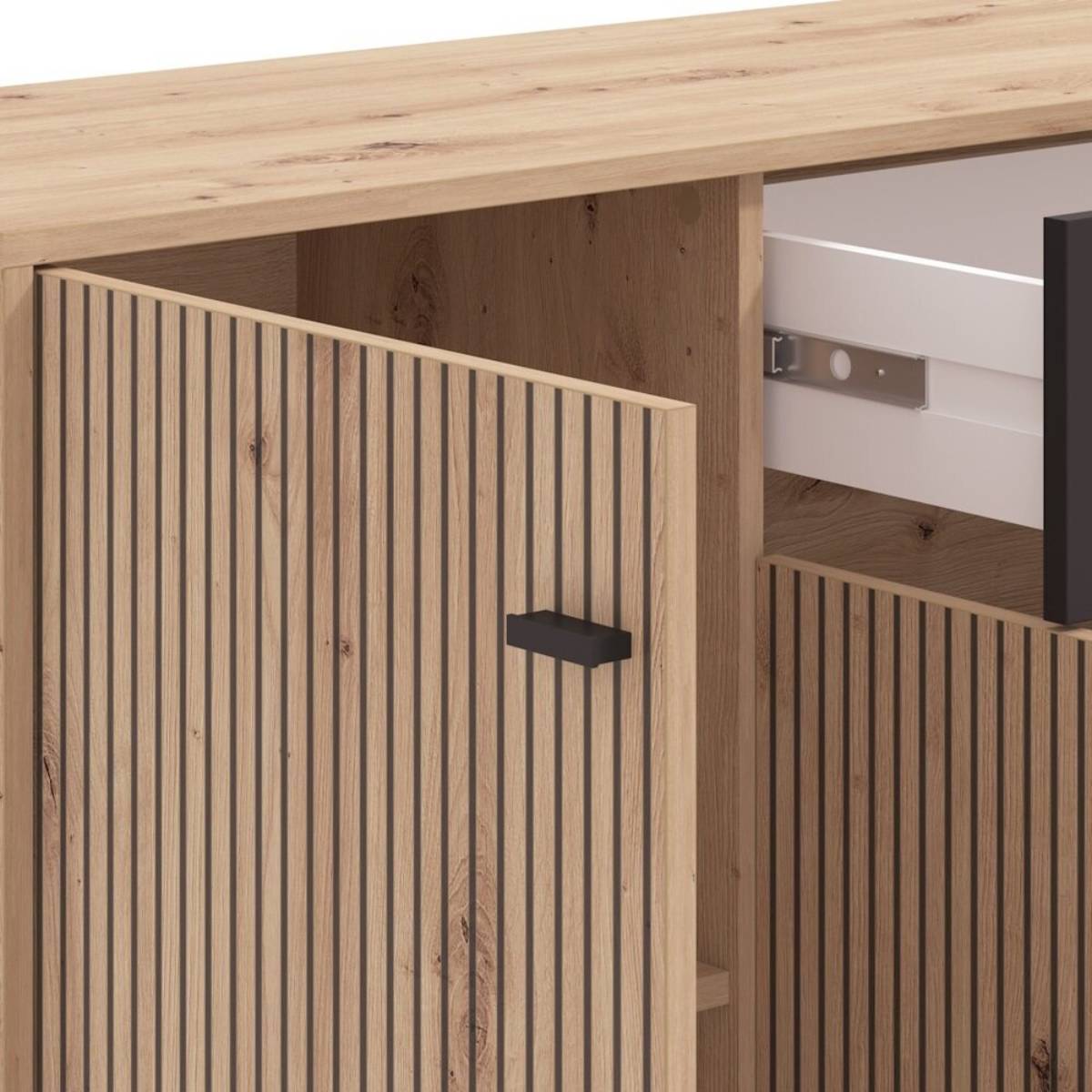 Aparador 170 cm roble artisan / negro modelo NANTES