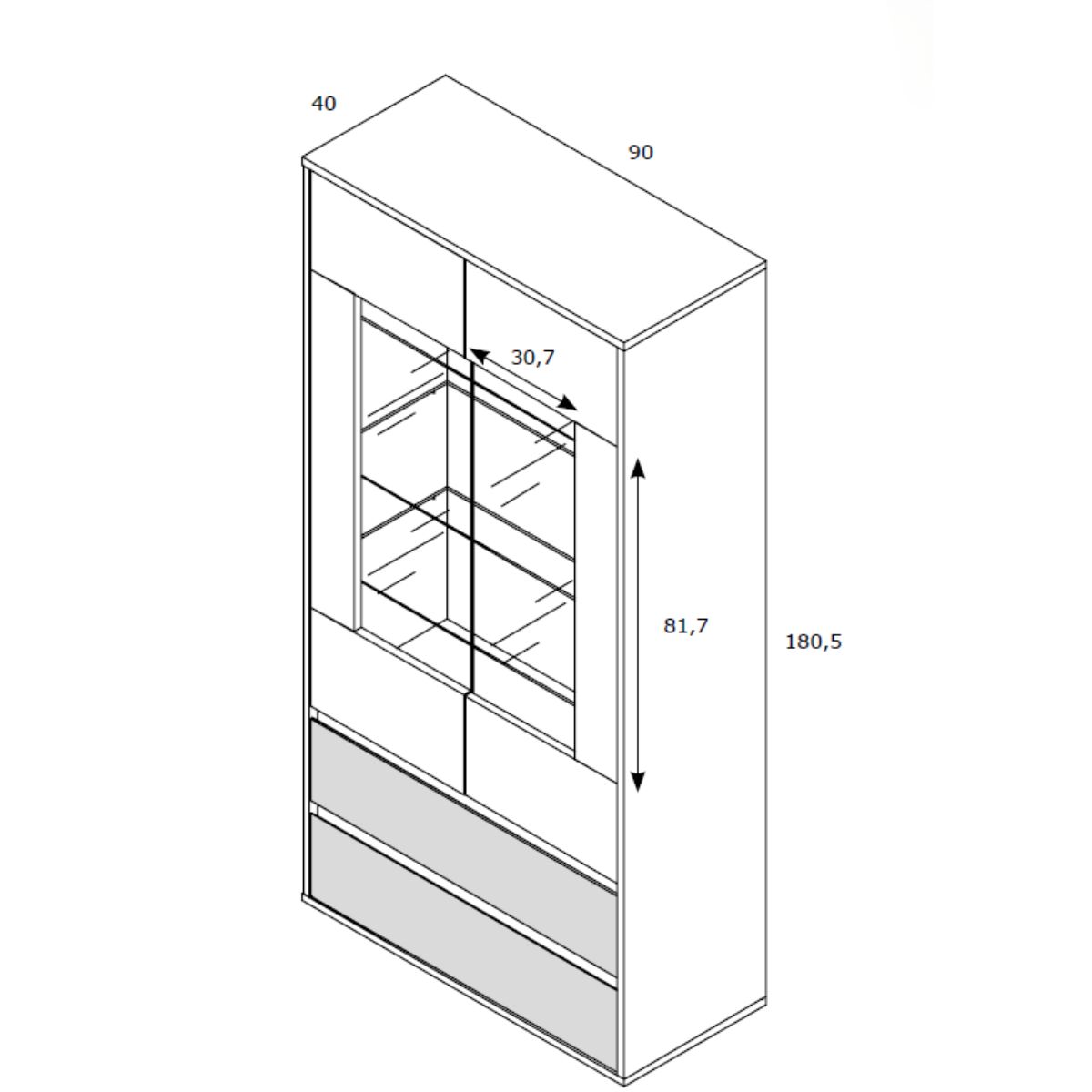 vitrina 2p y 2c koba 90