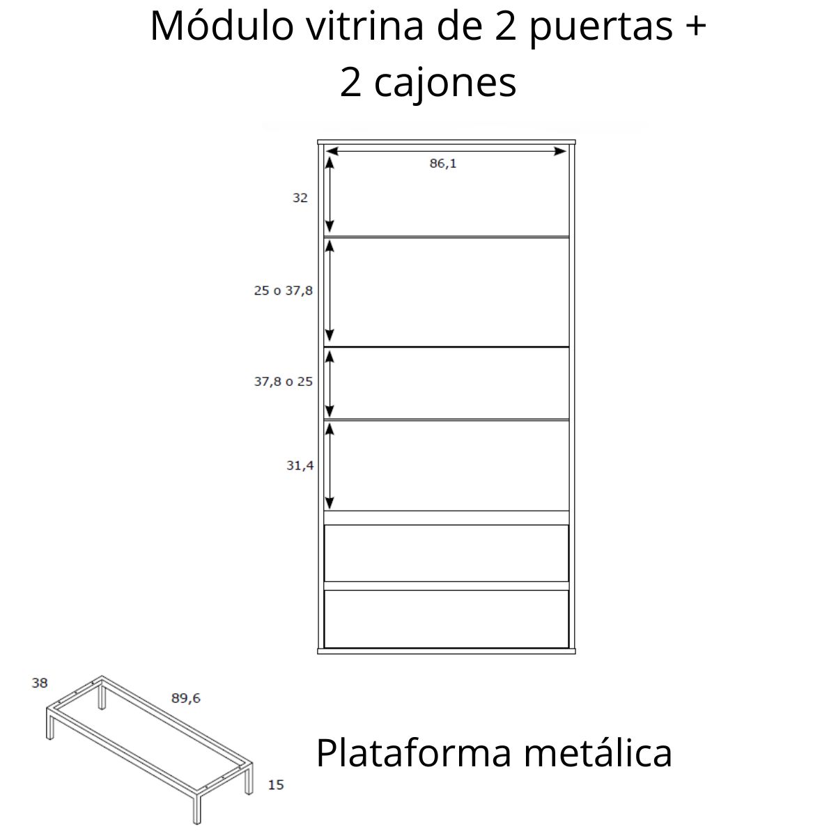 vitrina 2p y 2c  KOBA 90