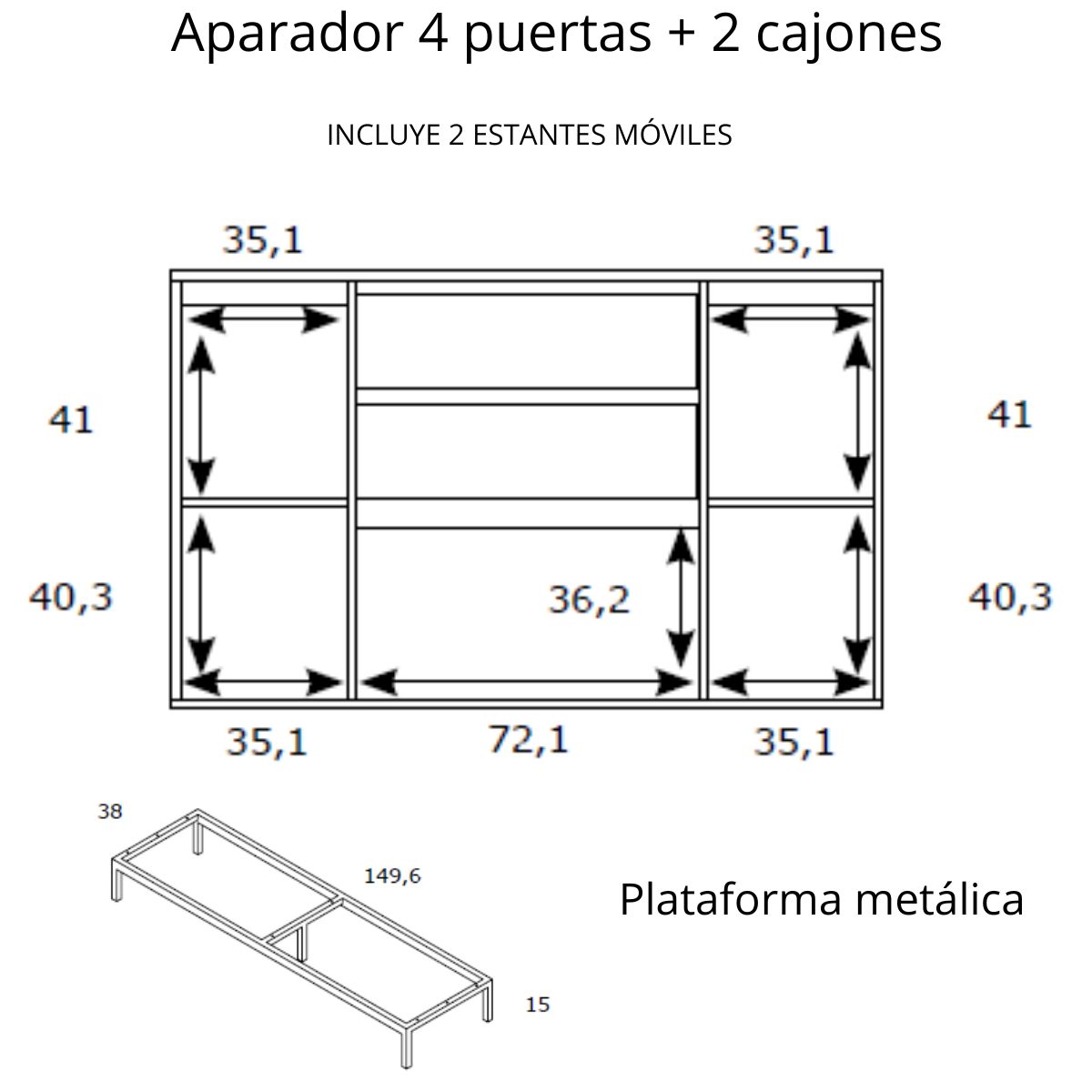 aparador 4p y 2c KOBA 90
