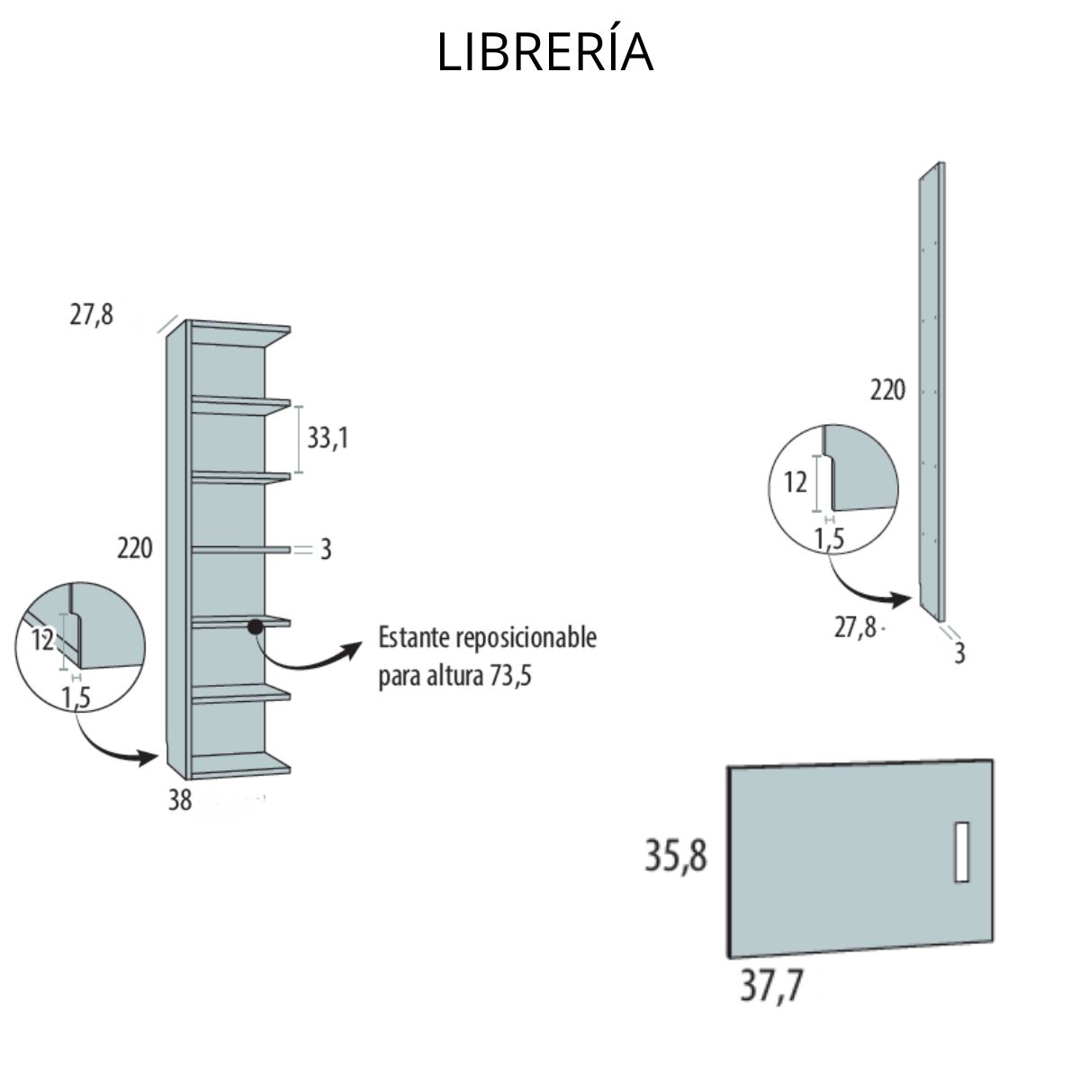 estanteria 3p y hecos VITA 32