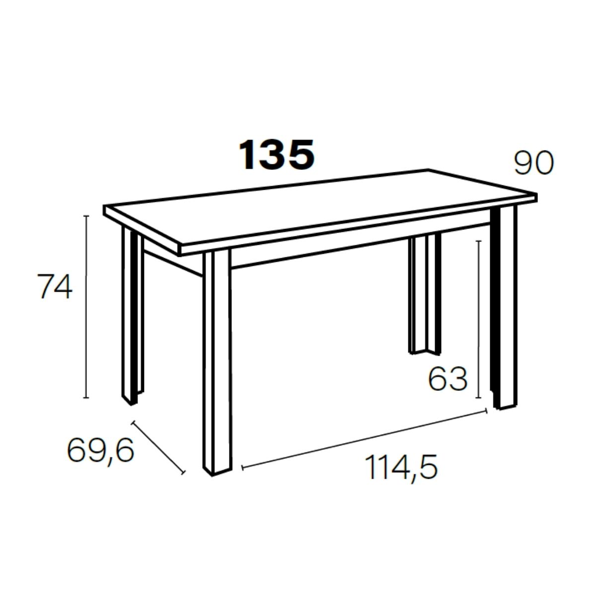 Mesa comedor 135cm M600