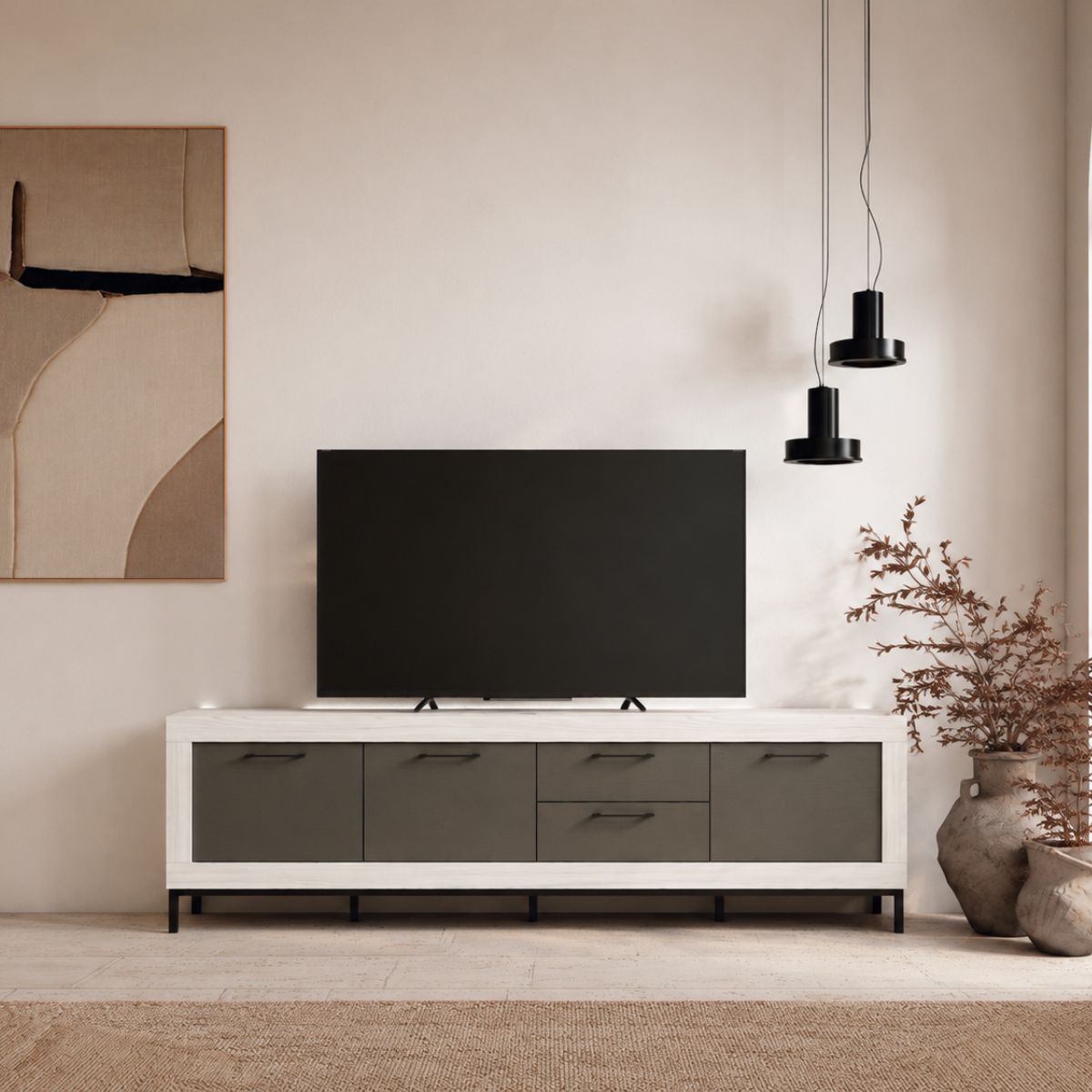 Mueble TV KAUNA 002 con 3 puertas y 2 cajones