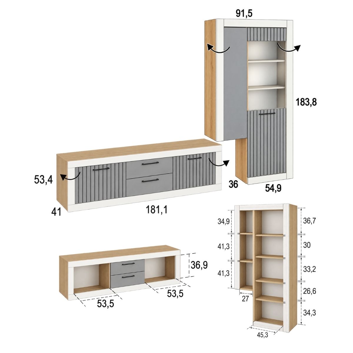 Composición de salón KAUNA 017 con mueble TV y vitrina