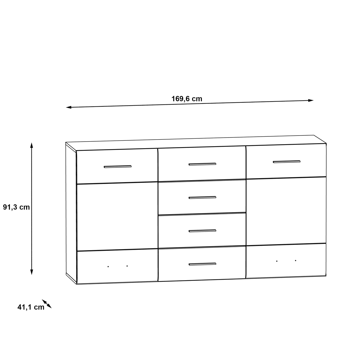Aparador 2 puertas y 4 cajones LUMAR