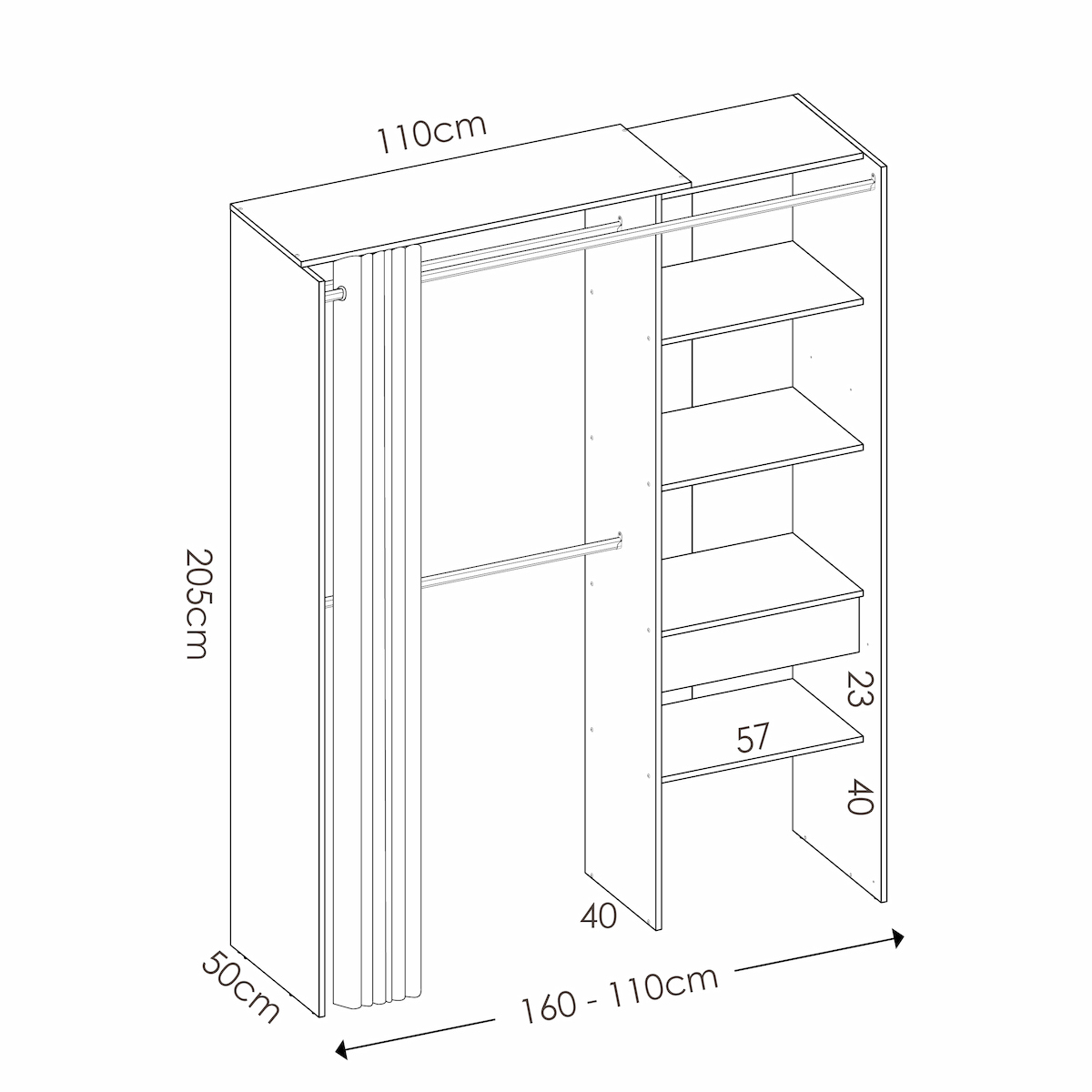 Vestidor 160 cm CLOT 103