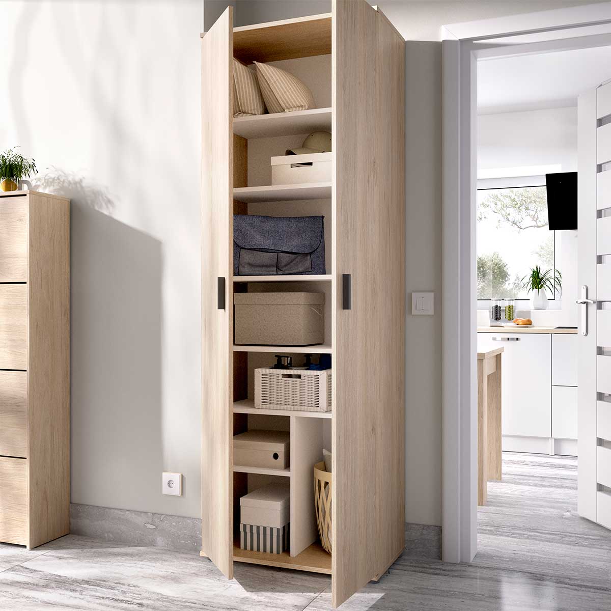 Armario multiusos 6 estantes y 2 puertas MULTI 117