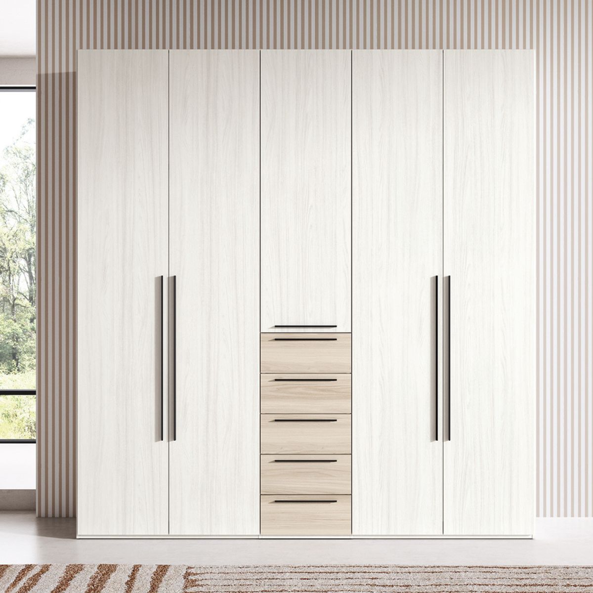 Armario MERY 03 de 5 puertas batientes y 5 cajones