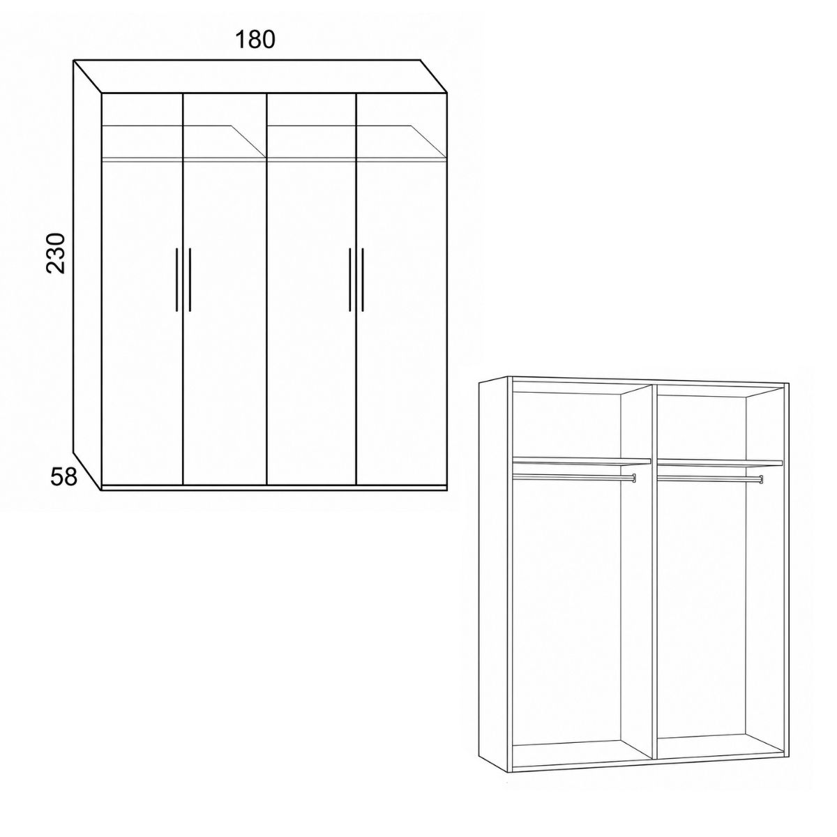 Armario puertas abatibles ROSA 261