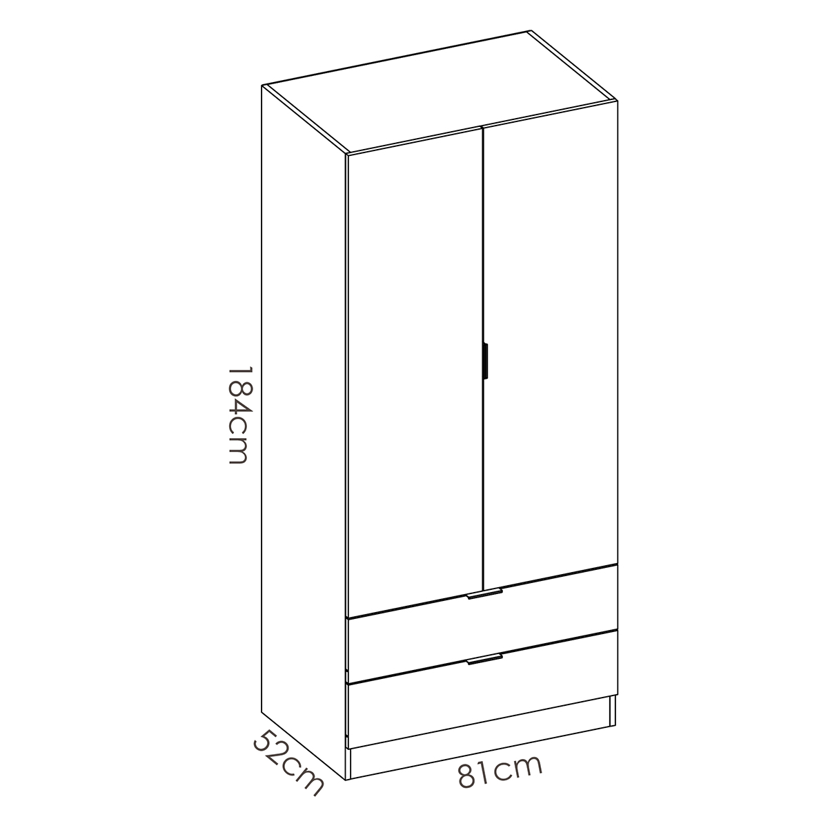 Armario 2 puertas 2 cajones  NESS 102