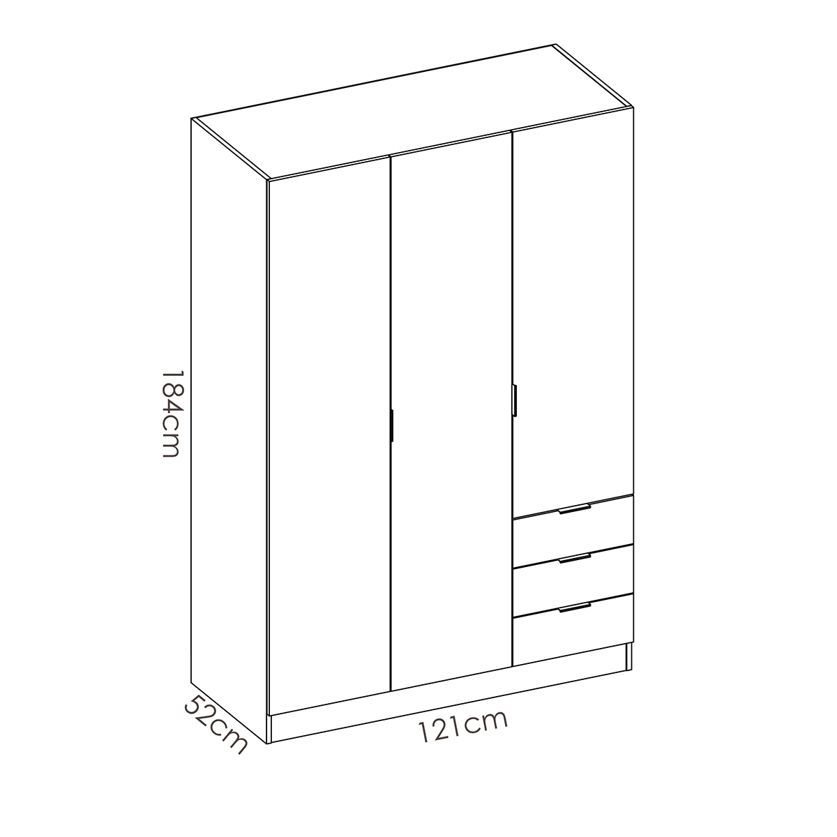 Armario con 3 puertas 3 cajones NESS 105