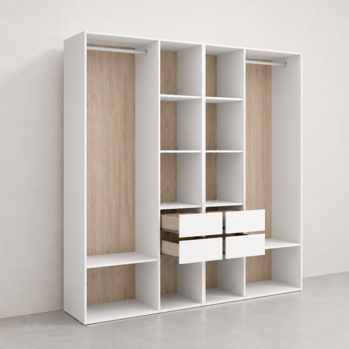 Vestidor blanco con 4 cajones y trasera reversible CLOT 196