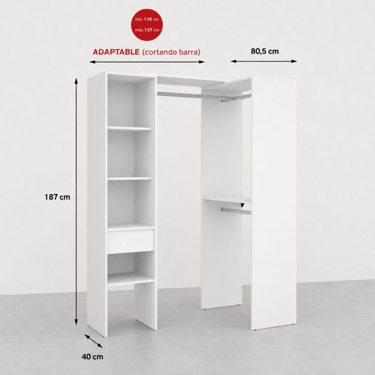 Vestidor blanco montaje reversible CLOT 137