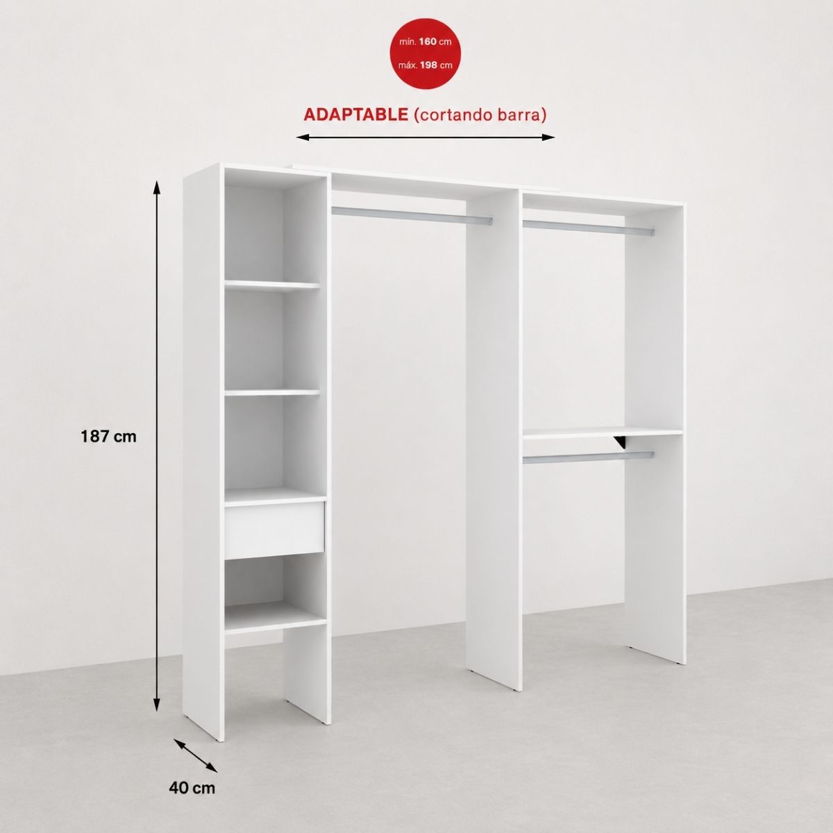 Vestidor blanco montaje reversible CLOT 137