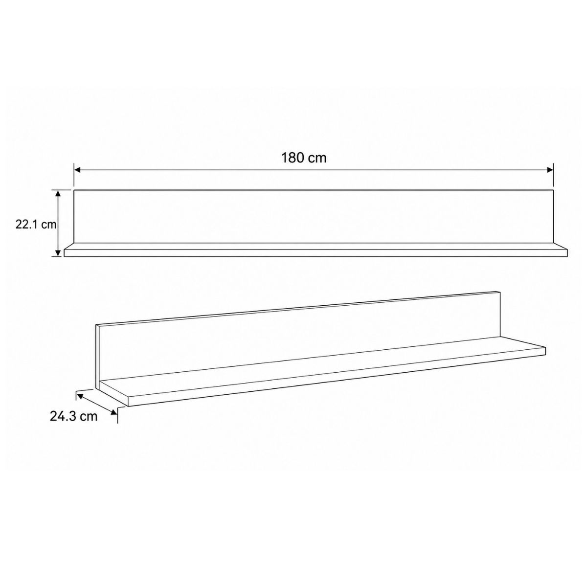 Estante de pared FORMENTERA de 180 cm con trasera
