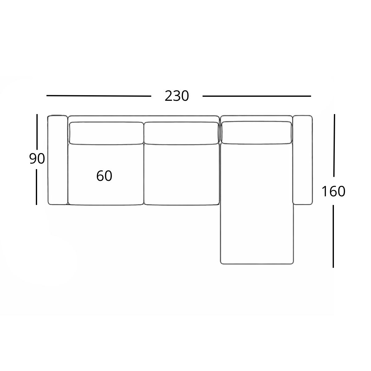 Chaiselongue DONAX 230 cm