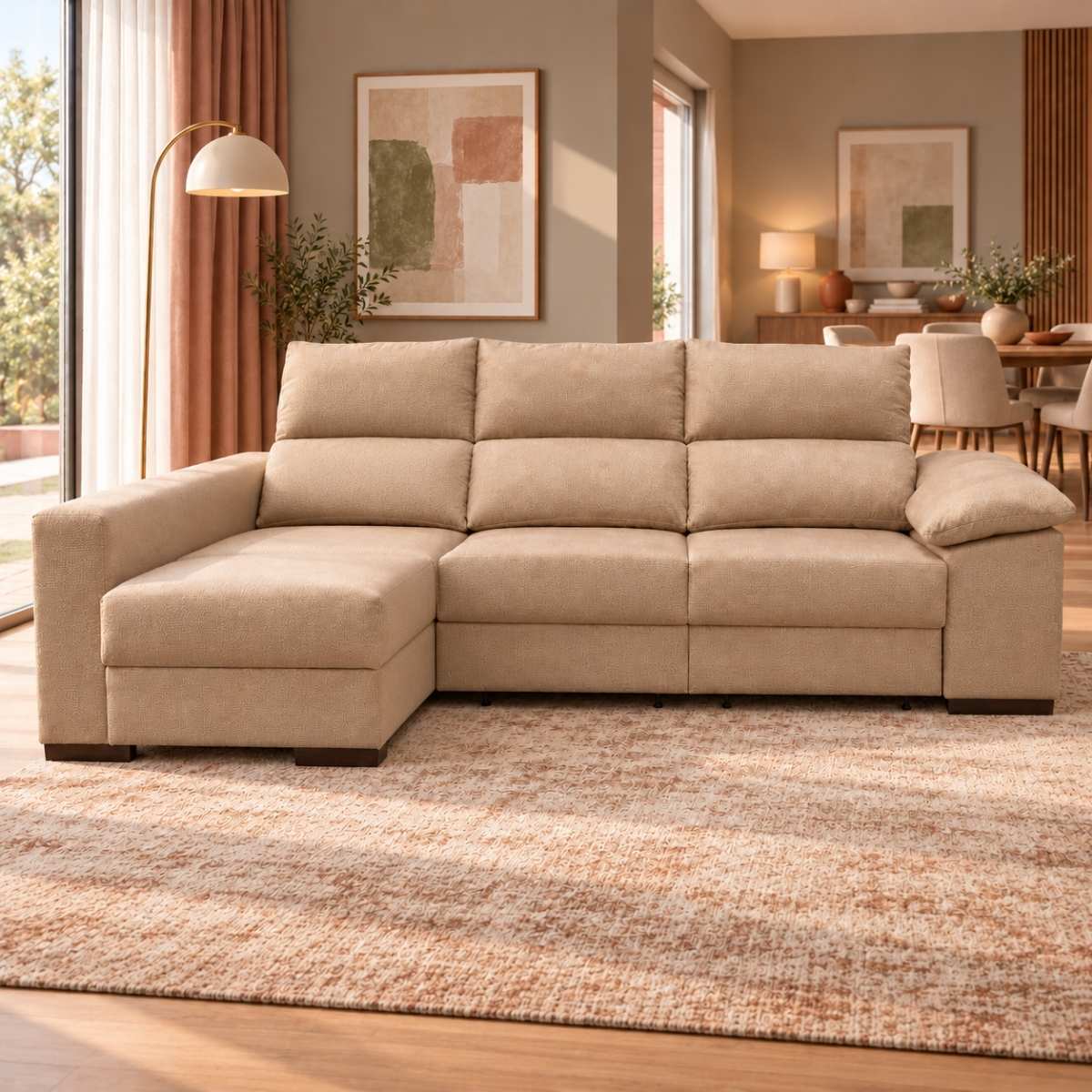 Sofá chaise longue ALBORAN con arcón
