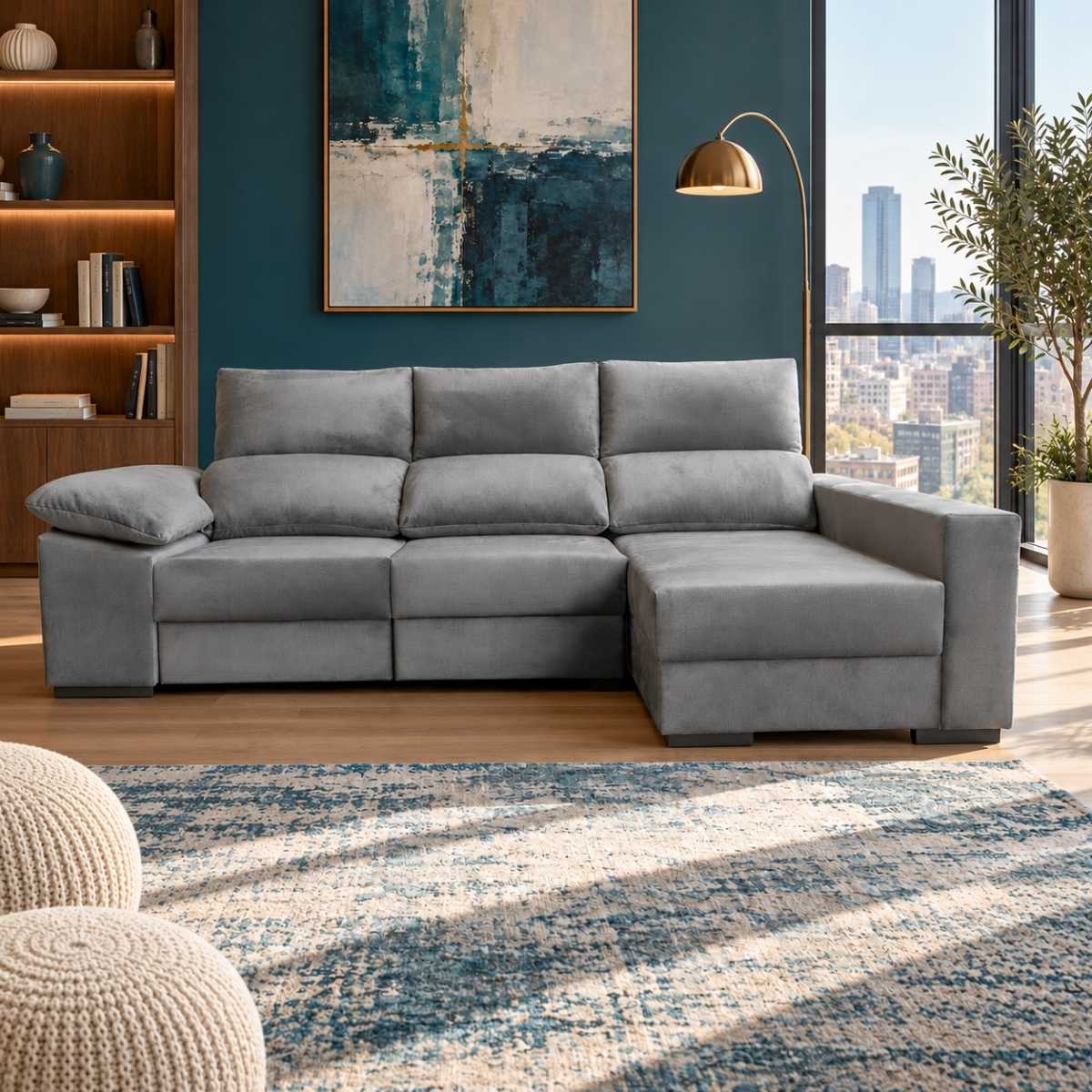 Sofá chaise longue ALBORAN con arcón