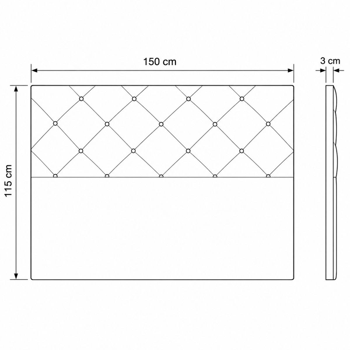 Cabecero tapizado TAU de polipiel chocolate para cama de 150 cm