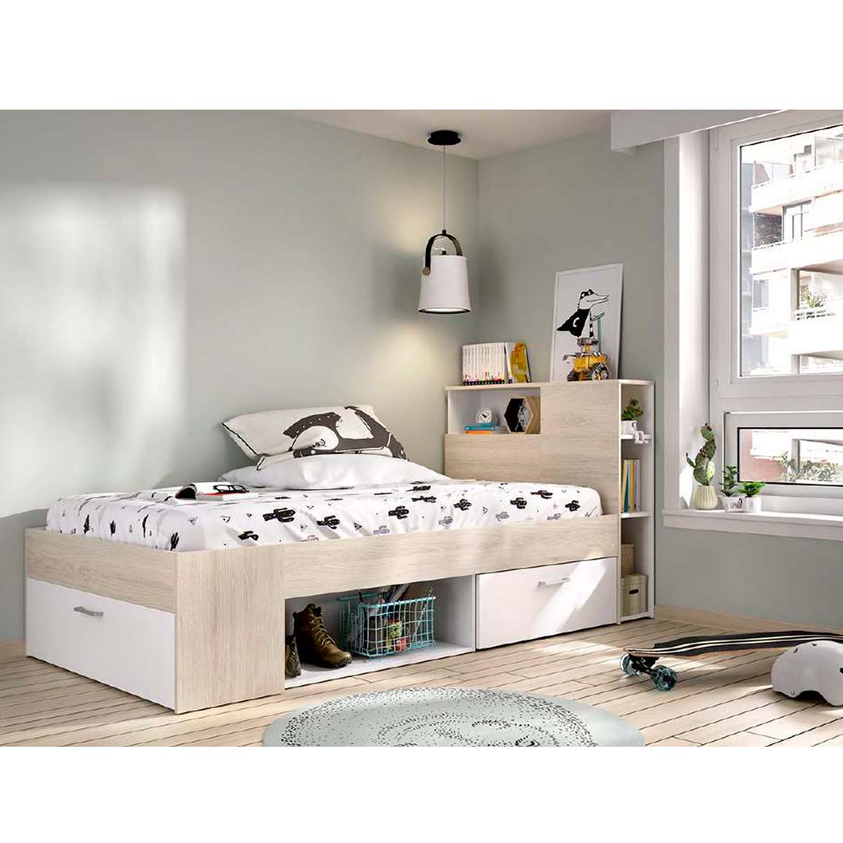 Cama con cajones y hueco AKLAN