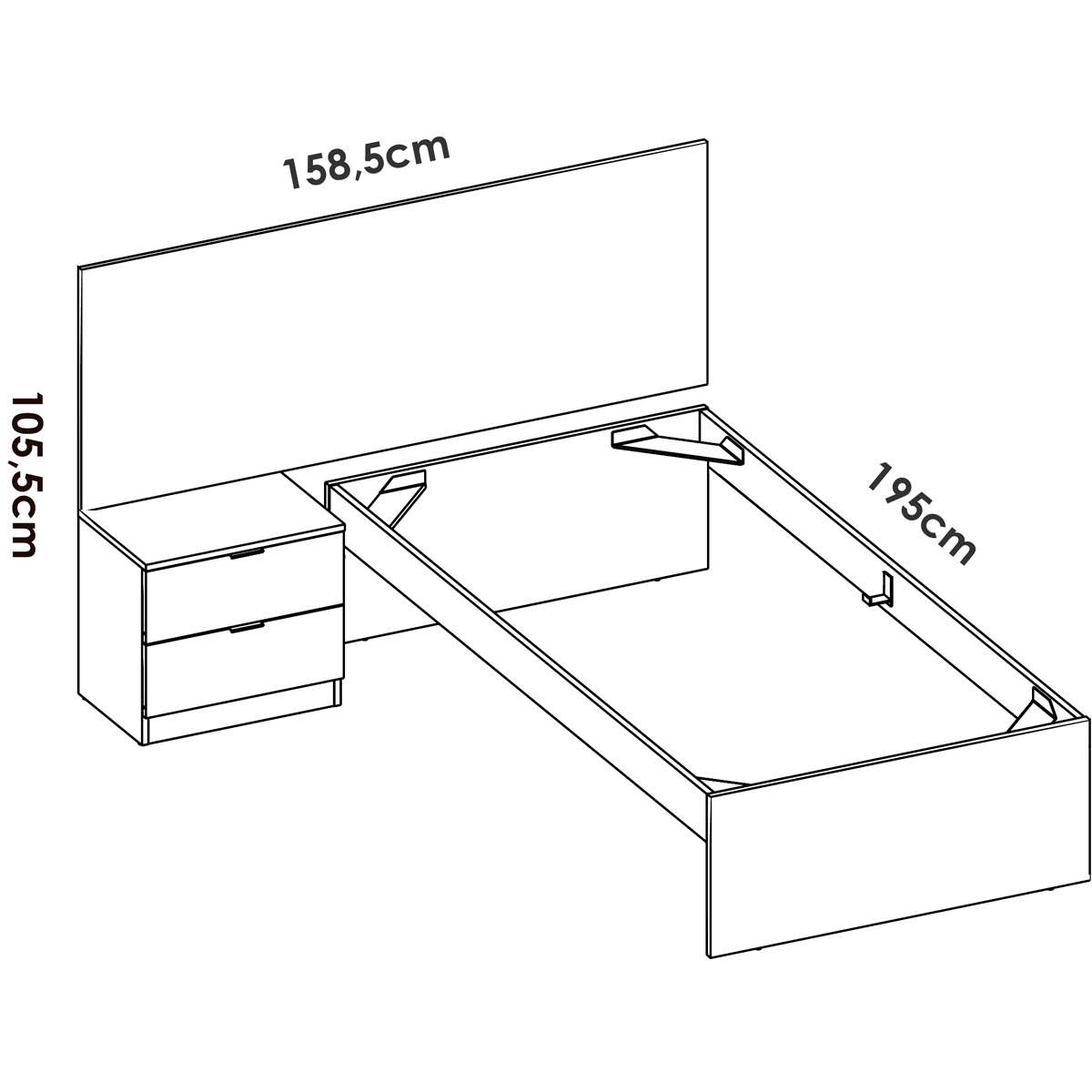 Cama con mesita alistonado y blanco TERUK