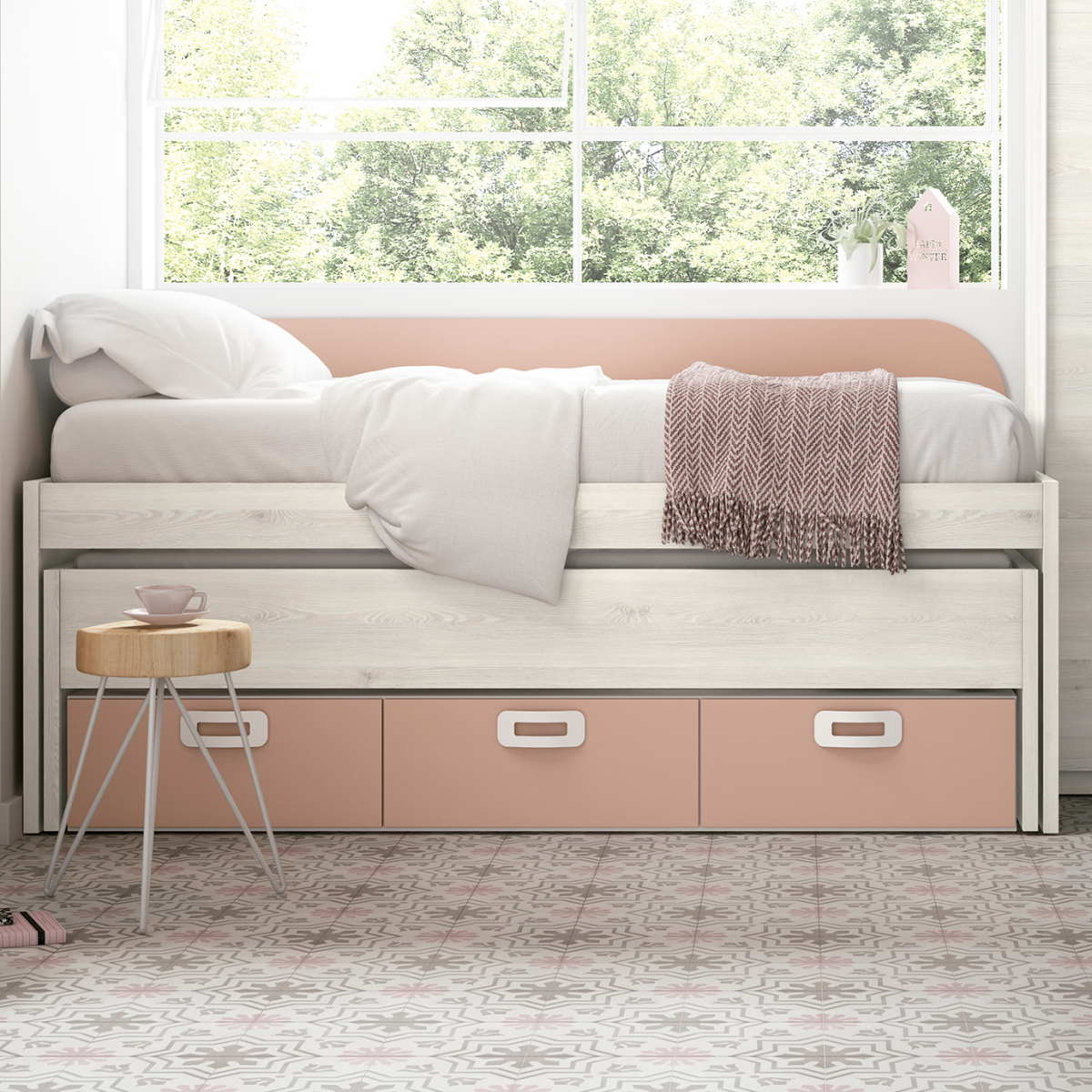 Cama doble con respaldo JOVEN 13