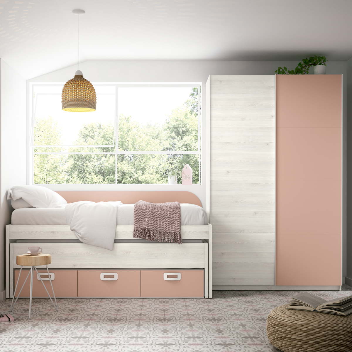 Cama doble con respaldo JOVEN 13