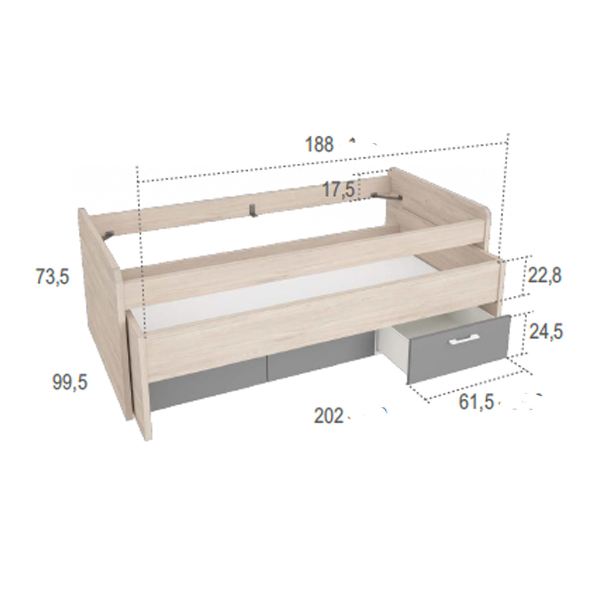 Cama compacto curvo JOVEN 167