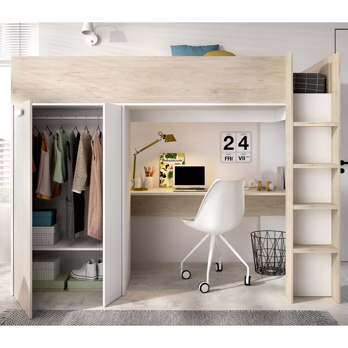Cama alta con mesa de estudio INMO
