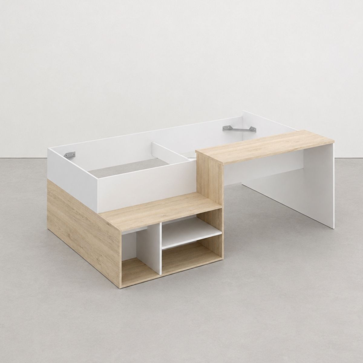 Cama con escritorio y estantes KRAVIT