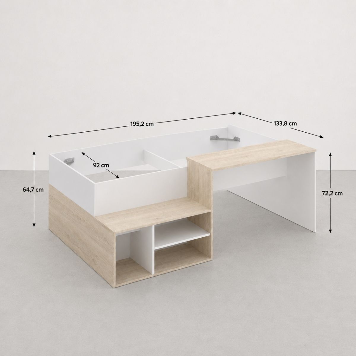 Cama con escritorio y estantes KRAVIT