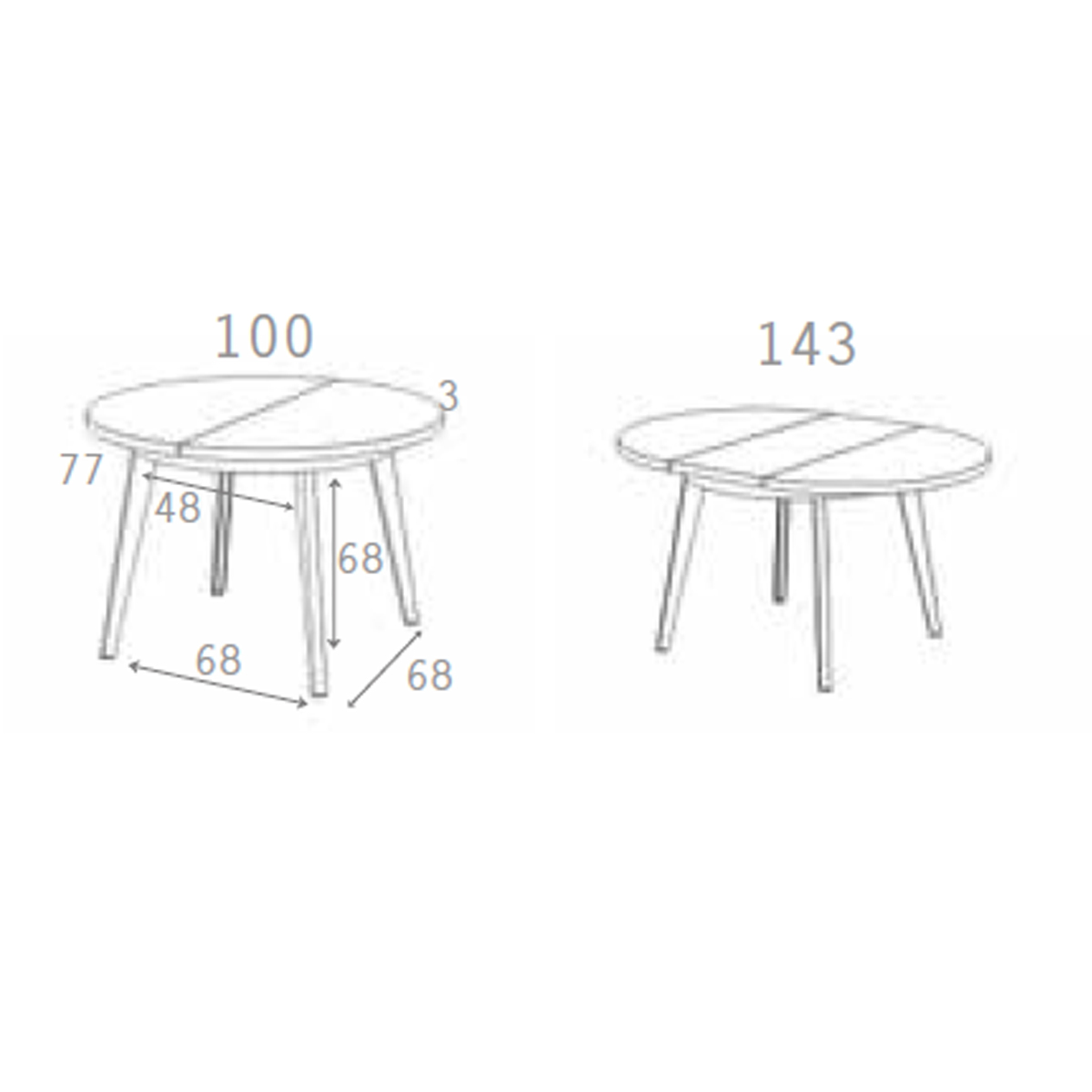 Mesa comedor redonda pata metalica inclinada negra EINAR