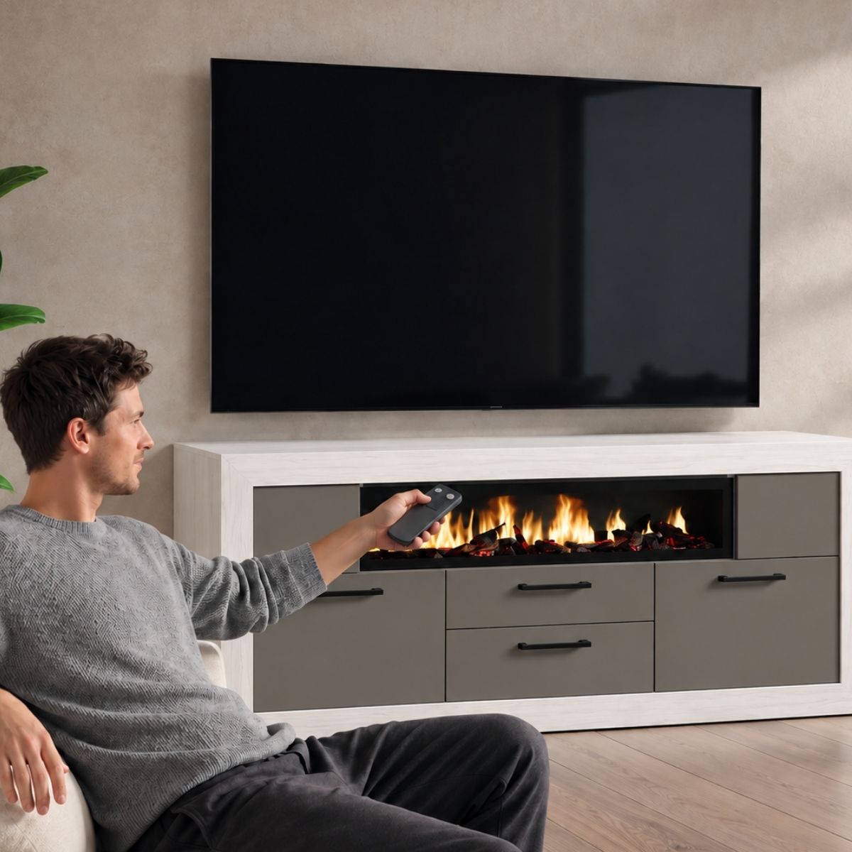 Mueble TV KAUNA 006 con chimenea LED