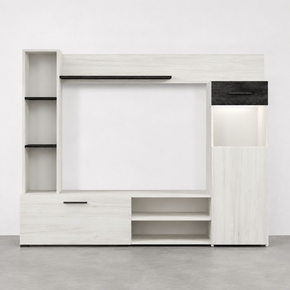 Mueble de salón BELINA con vitrina y librería