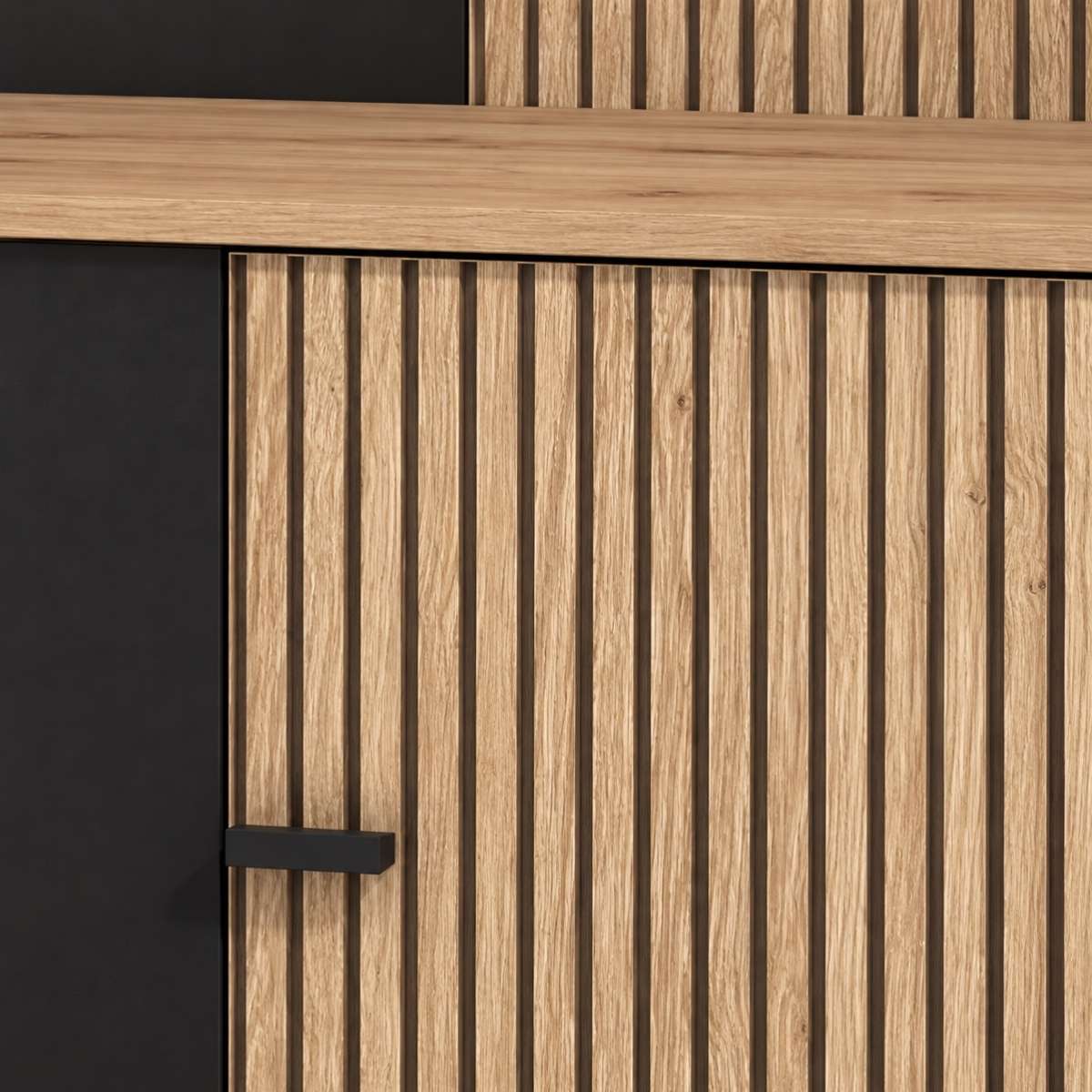 Composición de salón VANNES roble Artisan y negro