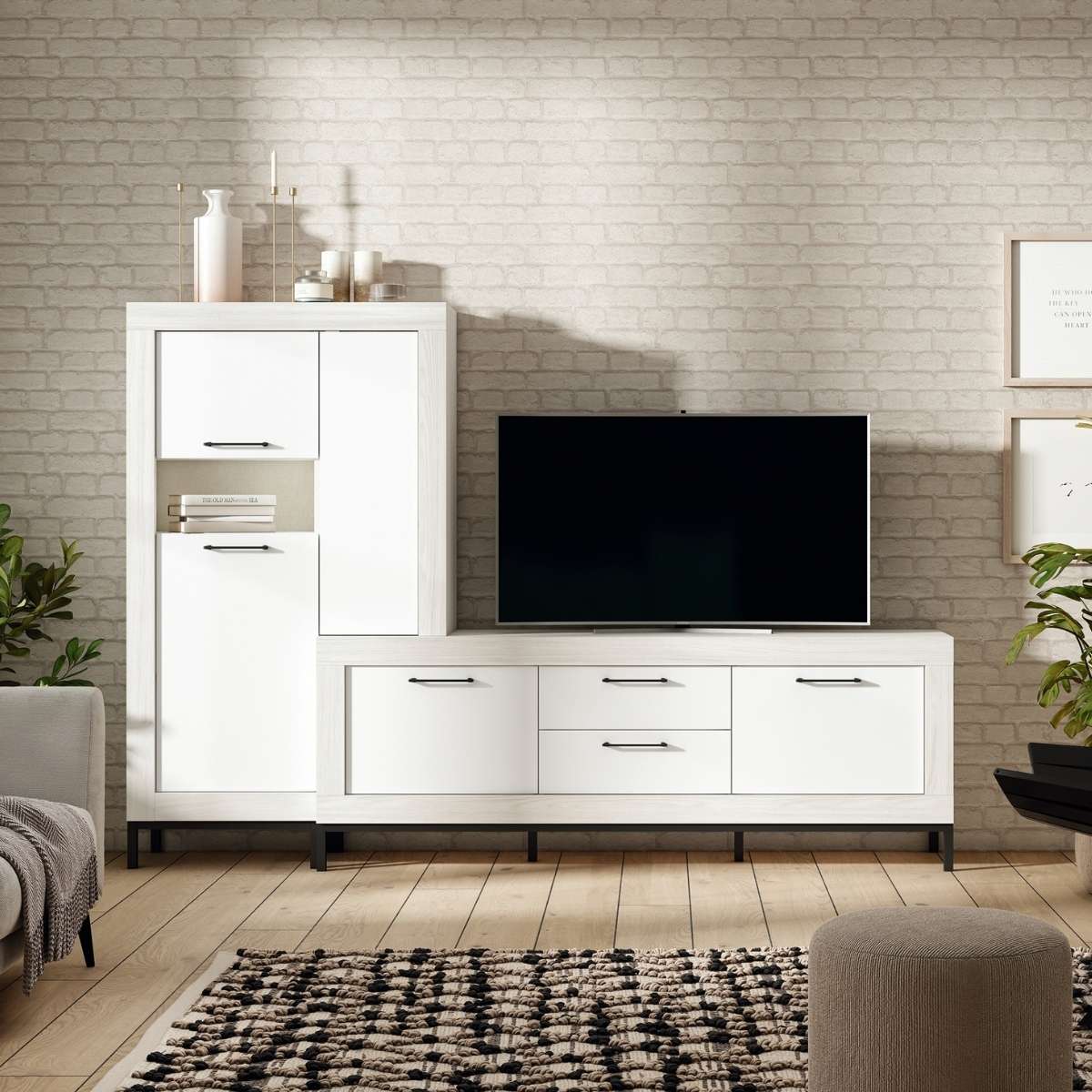 Composición de salón KAUNA 016 con mueble TV y módulo alto