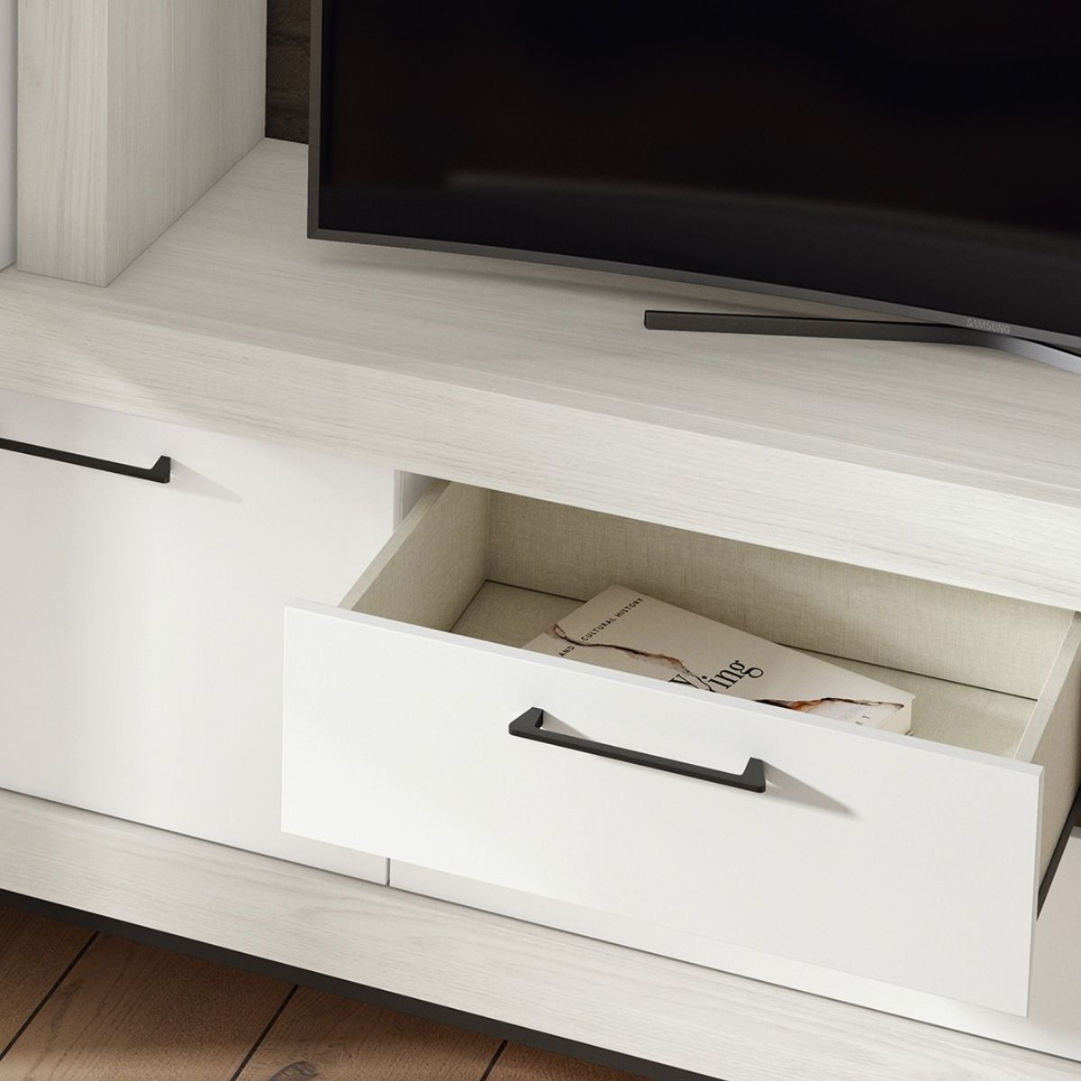 Composición de salón KAUNA 016 con mueble TV y módulo alto